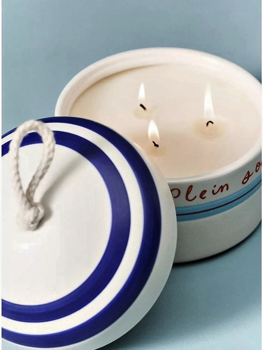 Anthropologie NWT 3 Wick Floral Hibiscus Tide Ceramic Buoy Candle